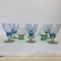 Postmodernes Bahia Glas Set aus geblasenem Glas von Bormioli Rocco, Italien, 1980er, 8er Set