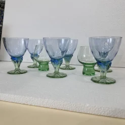 Postmodernes Bahia Glas Set aus geblasenem Glas von Bormioli Rocco, Italien, 1980er, 8er Set