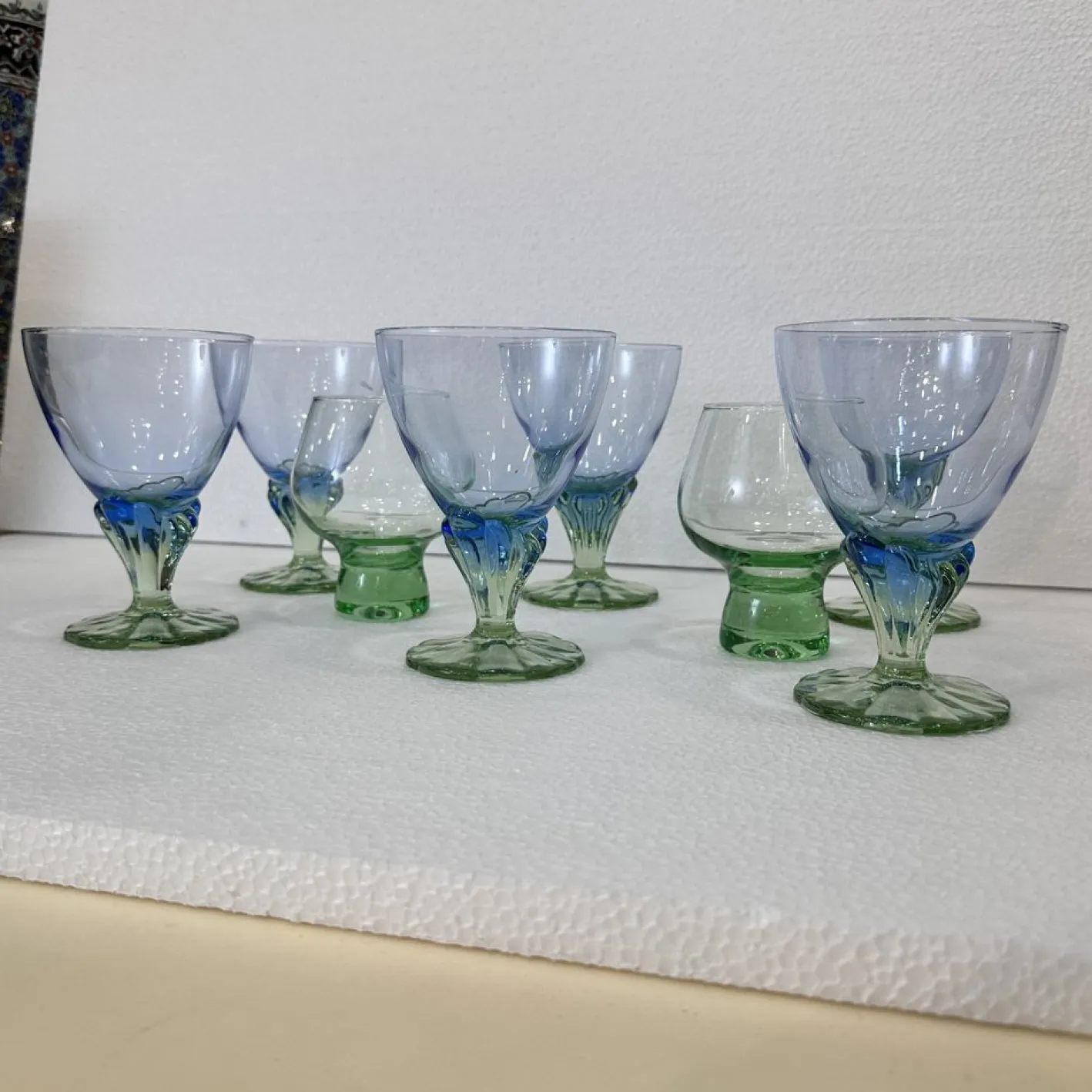 Postmodernes Bahia Glas Set aus geblasenem Glas von Bormioli Rocco, Italien, 1980er, 8er Set