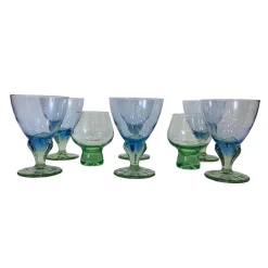 Postmodernes Bahia Glas Set aus geblasenem Glas von Bormioli Rocco, Italien, 1980er, 8er Set