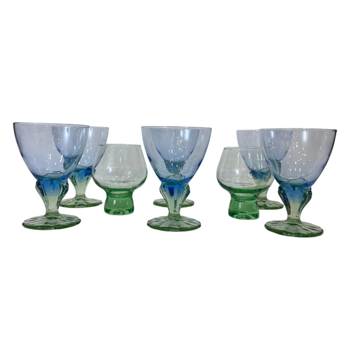 Postmodernes Bahia Glas Set aus geblasenem Glas von Bormioli Rocco, Italien, 1980er, 8er Set