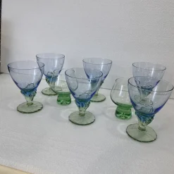 Postmodernes Bahia Glas Set aus geblasenem Glas von Bormioli Rocco, Italien, 1980er, 8er Set