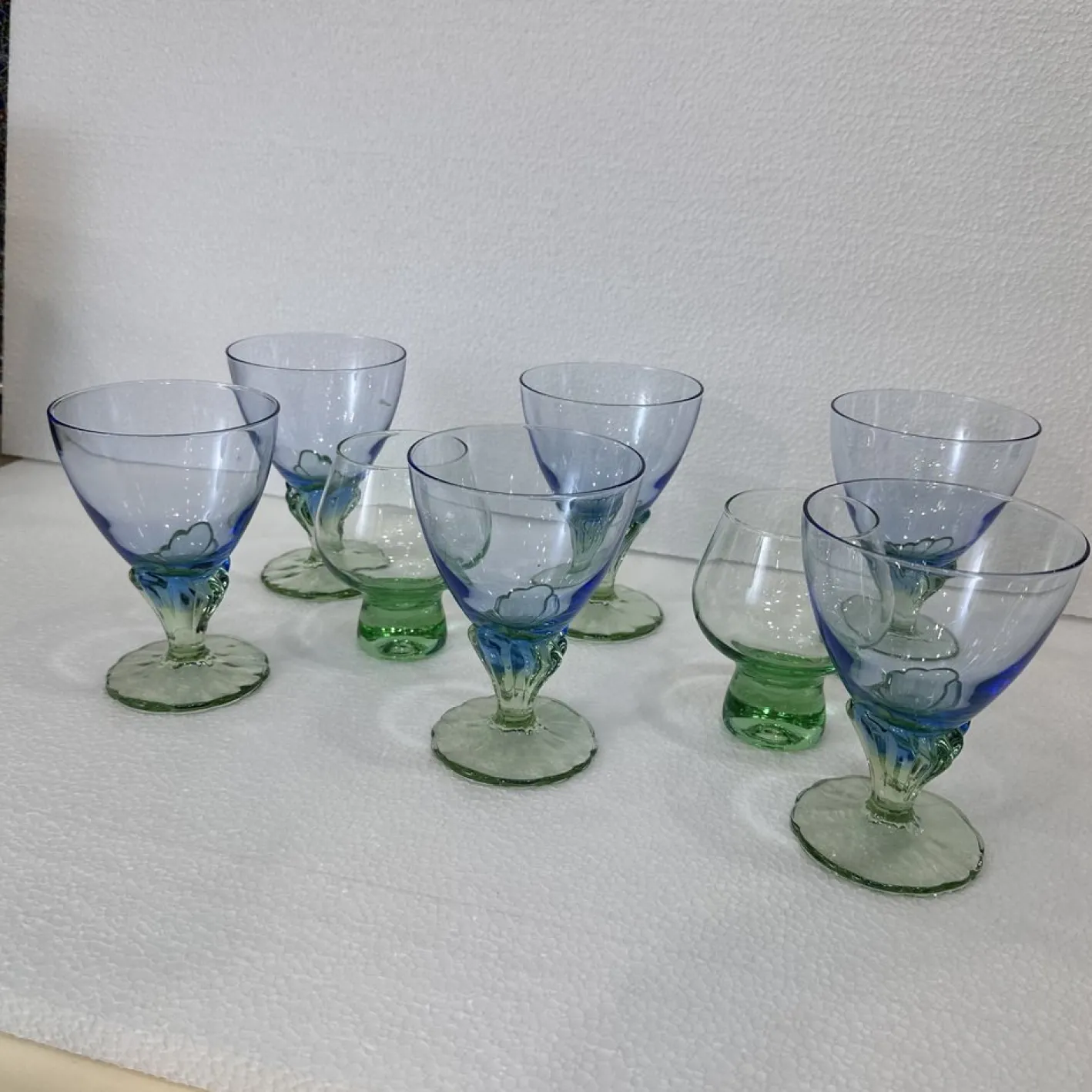 Postmodernes Bahia Glas Set aus geblasenem Glas von Bormioli Rocco, Italien, 1980er, 8er Set