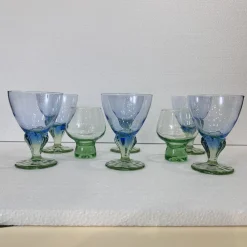 Postmodernes Bahia Glas Set aus geblasenem Glas von Bormioli Rocco, Italien, 1980er, 8er Set