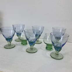Postmodernes Bahia Glas Set aus geblasenem Glas von Bormioli Rocco, Italien, 1980er, 8er Set