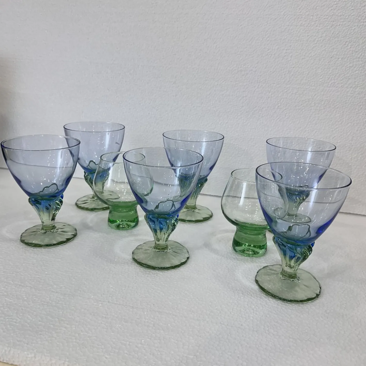 Postmodernes Bahia Glas Set aus geblasenem Glas von Bormioli Rocco, Italien, 1980er, 8er Set