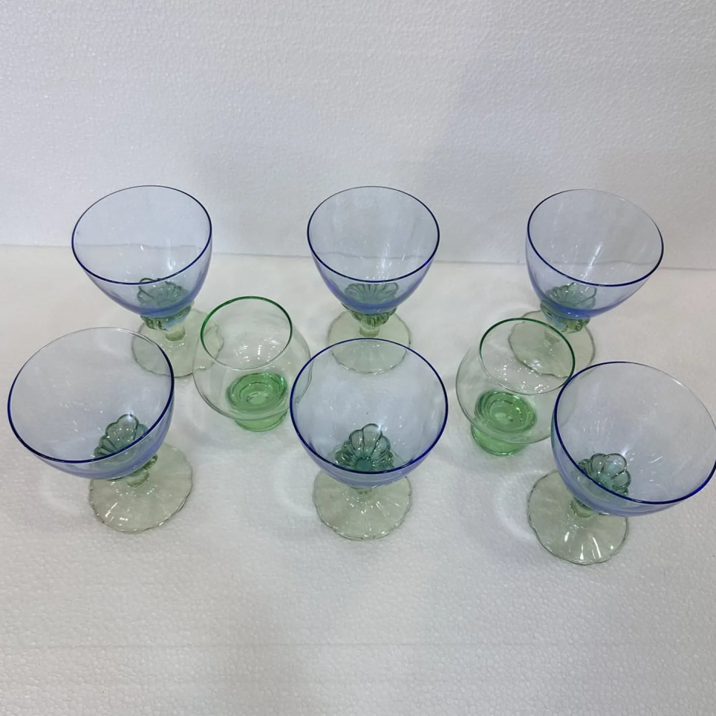 Postmodernes Bahia Glas Set aus geblasenem Glas von Bormioli Rocco, Italien, 1980er, 8er Set