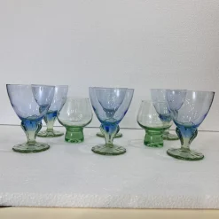 Postmodernes Bahia Glas Set aus geblasenem Glas von Bormioli Rocco, Italien, 1980er, 8er Set
