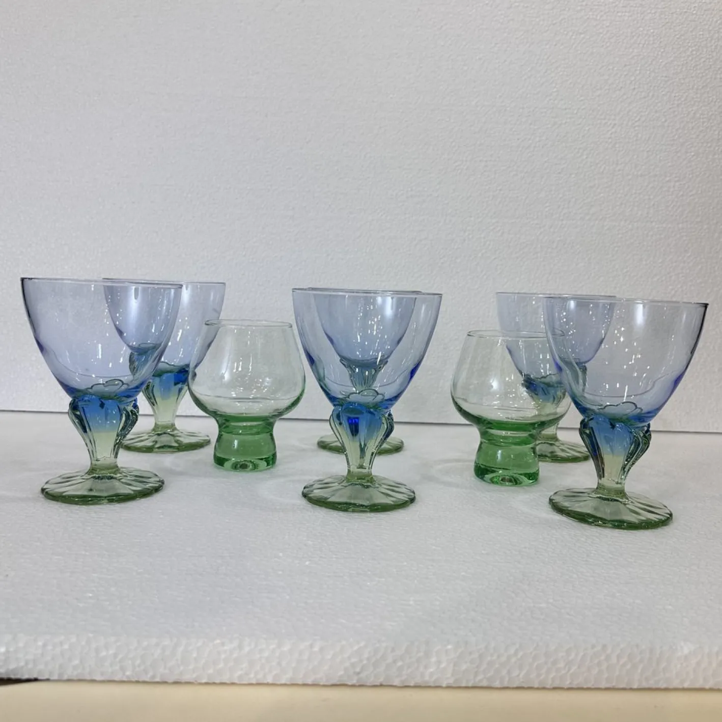 Postmodernes Bahia Glas Set aus geblasenem Glas von Bormioli Rocco, Italien, 1980er, 8er Set