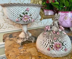 Potpourri Schale aus Porzellan mit Fuß von Capodimonte