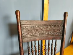 Pressed Back Chair with Leather Seat and Turned Parts