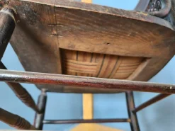 Pressed Back Chair with Leather Seat and Turned Parts