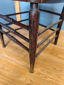 Pressed Back Chair with Leather Seat and Turned Parts