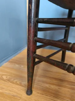 Pressed Back Chair with Leather Seat and Turned Parts