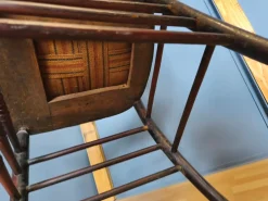 Pressed Back Chair with Leather Seat and Turned Parts
