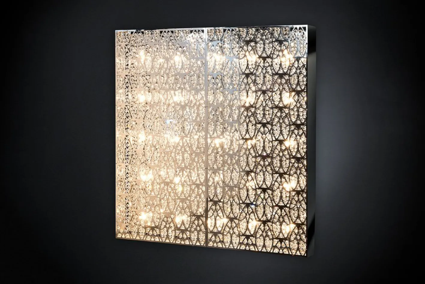 Quadratische Domino 100 Da Parete Lampe aus Stahl & Kristallglas von Vgnewtrend