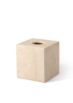 Quadratische Papiertaschentuchbox aus Marmor in Beige von Royal Bee Design