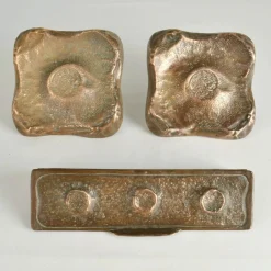 Quadratische Push Pull Türgriffe aus Bronze mit Briefkasten Set, 1970er, 3er Set