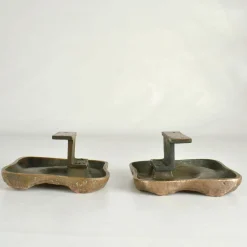 Quadratische Push Pull Türgriffe aus Bronze mit Briefkasten Set, 1970er, 3er Set