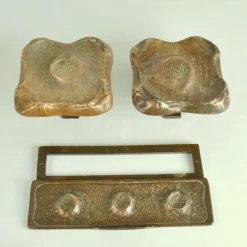 Quadratische Push Pull Türgriffe aus Bronze mit Briefkasten Set, 1970er, 3er Set
