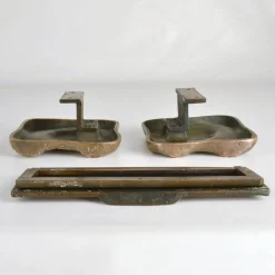 Quadratische Push Pull Türgriffe aus Bronze mit Briefkasten Set, 1970er, 3er Set