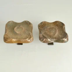 Quadratische Push Pull Türgriffe aus Bronze mit Briefkasten Set, 1970er, 3er Set
