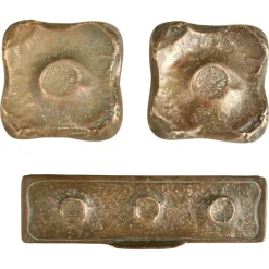 Quadratische Push Pull Türgriffe aus Bronze mit Briefkasten Set, 1970er, 3er Set