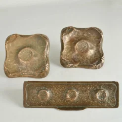 Quadratische Push Pull Türgriffe aus Bronze mit Briefkasten Set, 1970er, 3er Set