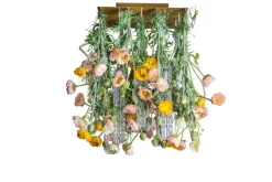 Quadratischer Poppy Flower Power Kronleuchter aus Muranoglas in Champagne von VGnewtrend