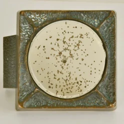 Quadratischer Vintage Push Pull Türgriff aus Bronze & Glas, 1960er