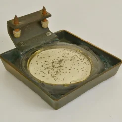 Quadratischer Vintage Push Pull Türgriff aus Bronze & Glas, 1960er