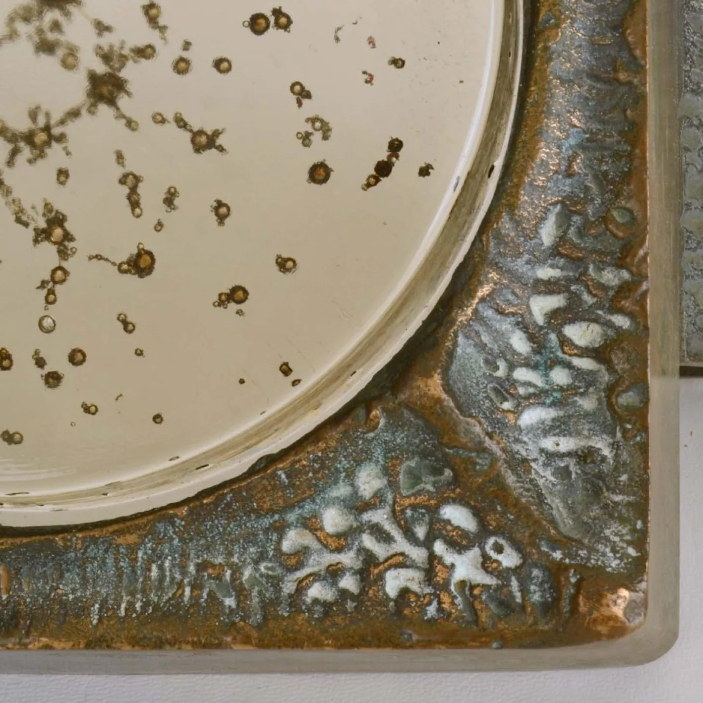 Quadratischer Vintage Push Pull Türgriff aus Bronze & Glas, 1960er