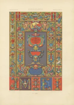 Racinet, Renaissance Grotesque Ornament, 1873, Chromolithographien, 3er Set