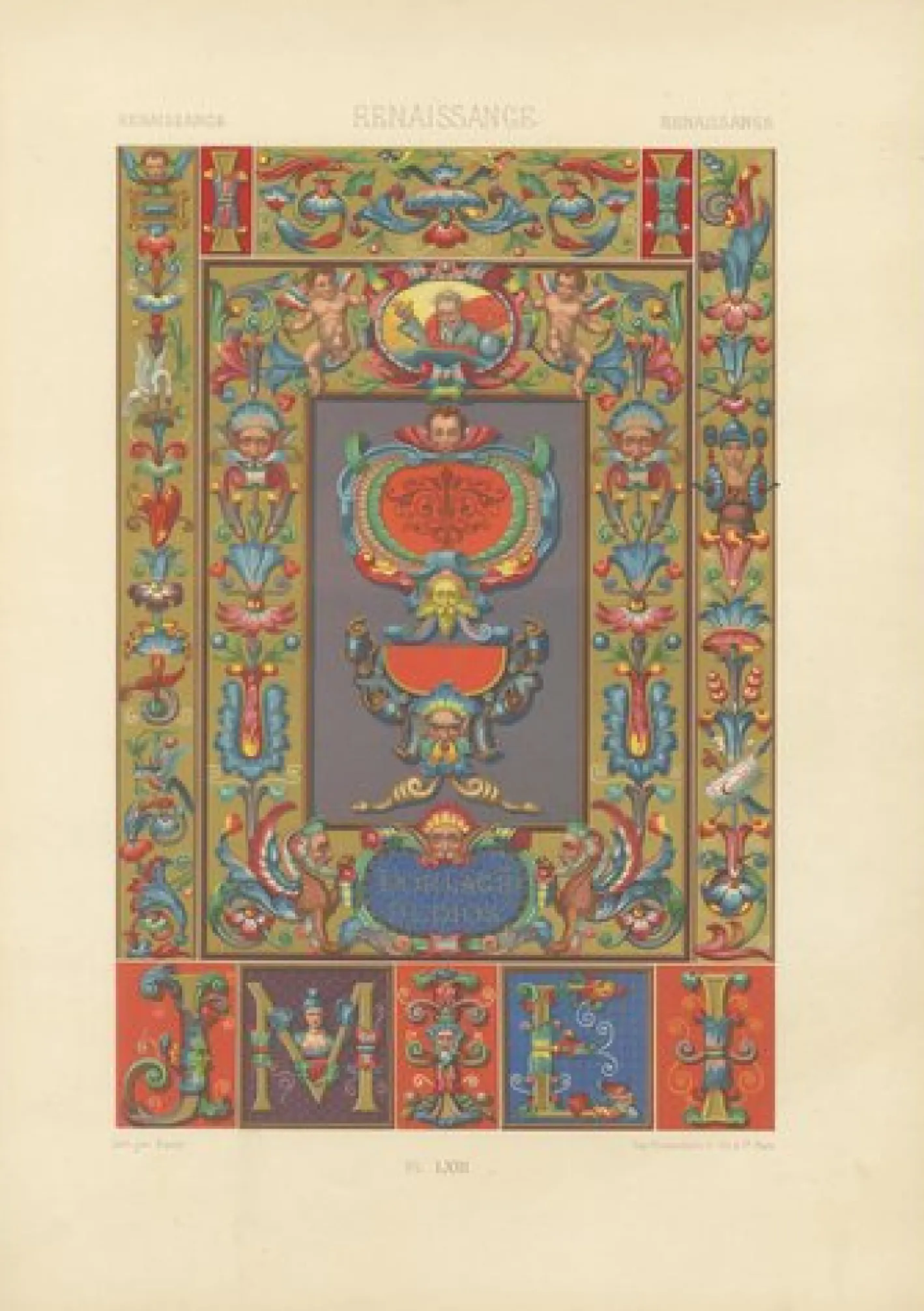 Racinet, Renaissance Grotesque Ornament, 1873, Chromolithographien, 3er Set