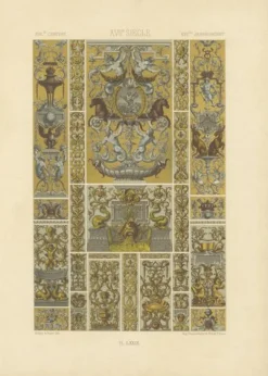 Racinet, Renaissance Grotesque Ornament, 1873, Chromolithographien, 3er Set