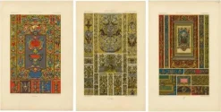Racinet, Renaissance Grotesque Ornament, 1873, Chromolithographien, 3er Set