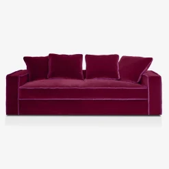 Rafaella Zwei-Sitzer Sofa aus rotem Couture Samt mit Zierelementen in Kirschrot von Biosofa