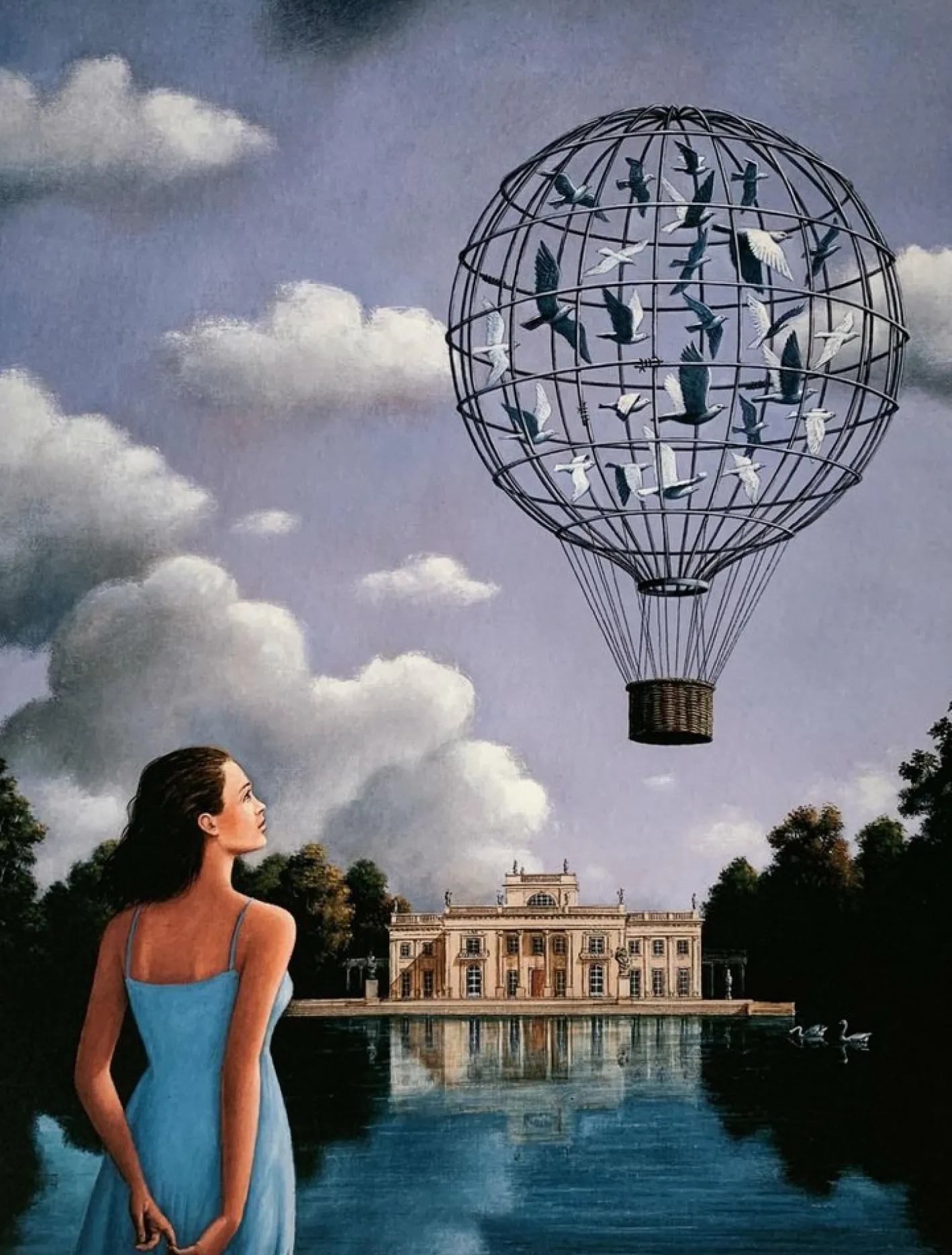Rafal Olbinski, Warschau, Palace on The Isle, 2020, Giclée-Druck