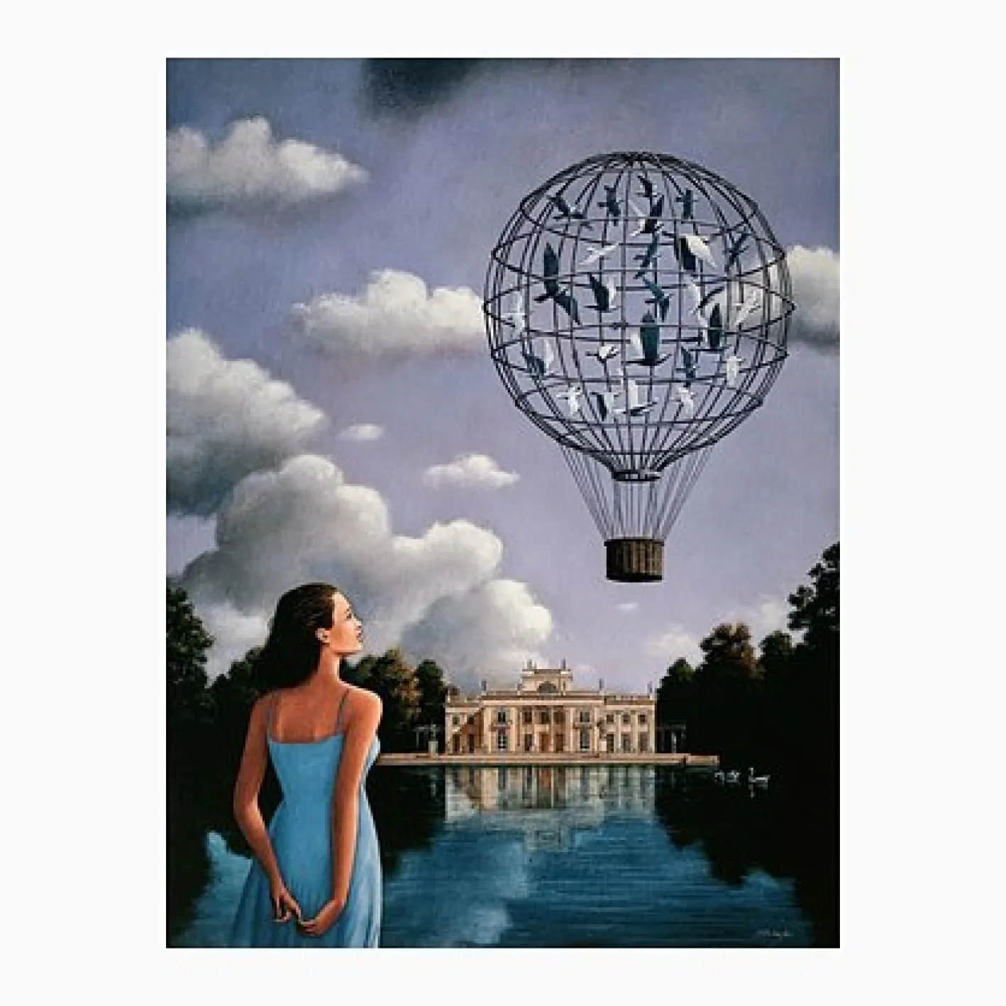 Rafal Olbinski, Warschau, Palace on The Isle, 2020, Giclée-Druck