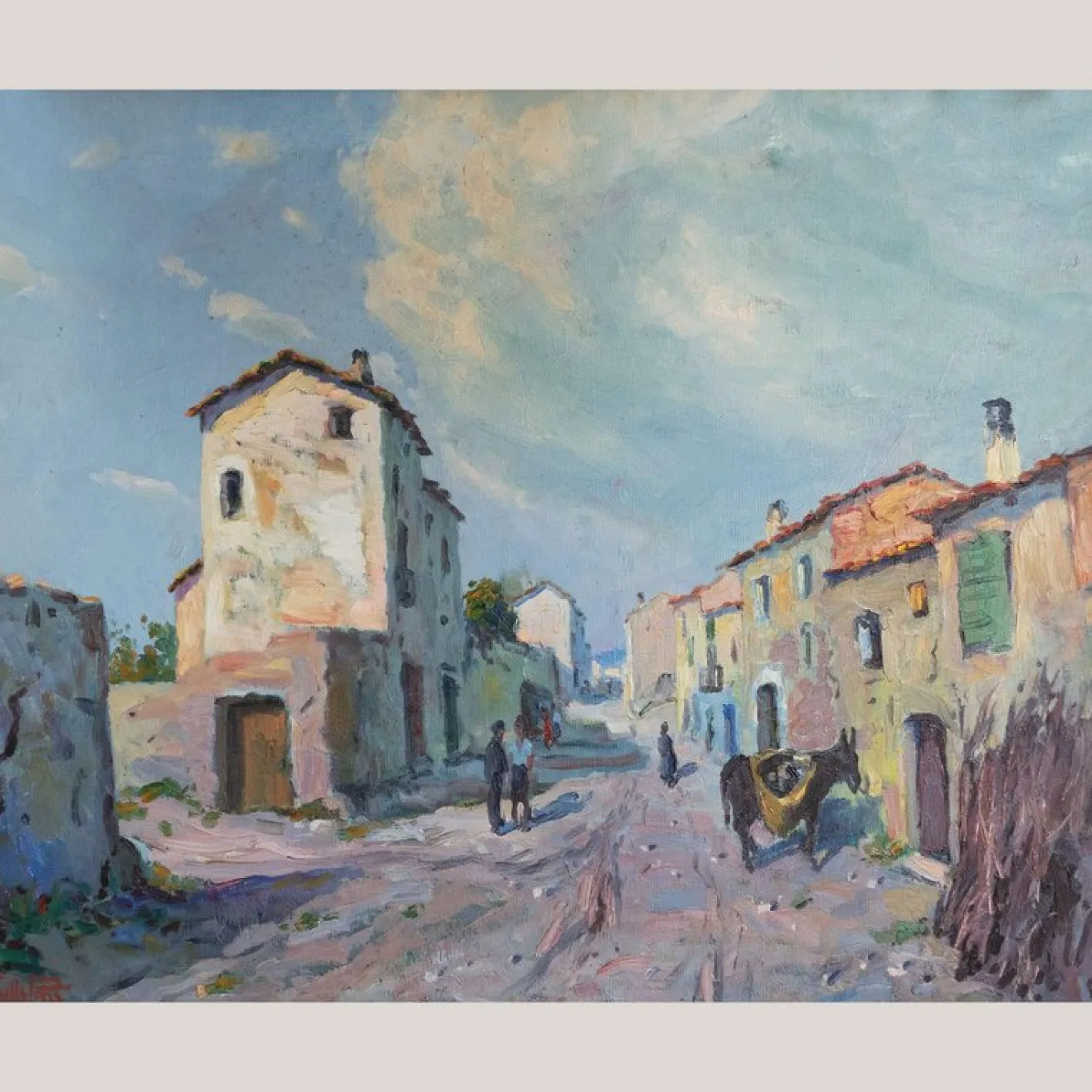 Ramon Trulls Pons, Impressionist Caserras Village Street Scene, Ölgemälde