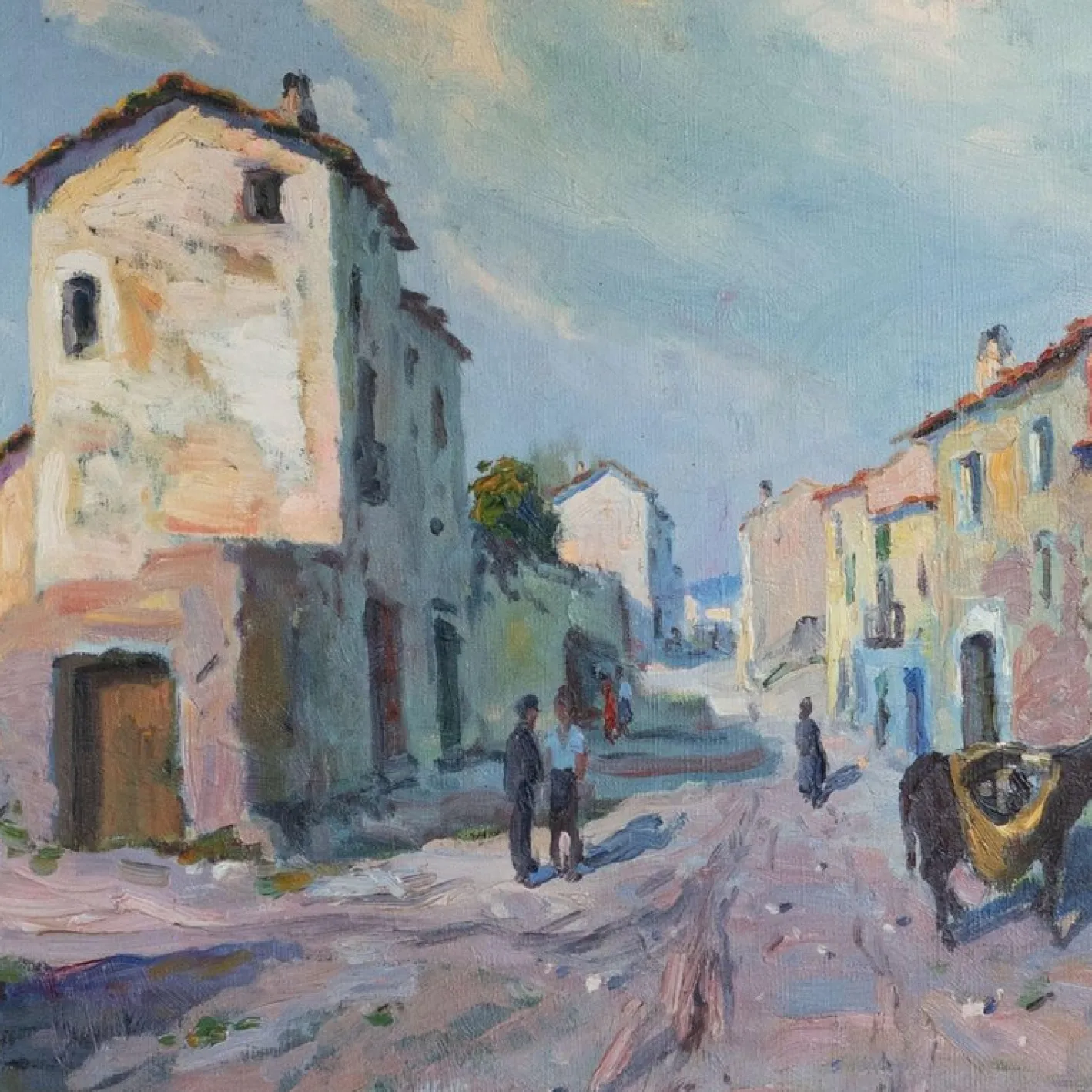 Ramon Trulls Pons, Impressionist Caserras Village Street Scene, Ölgemälde