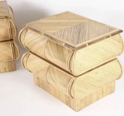 Rattan Nachttische, 2er Set