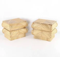 Rattan Nachttische, 2er Set