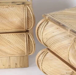Rattan Nachttische, 2er Set