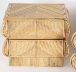 Rattan Nachttische, 2er Set