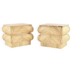 Rattan Nachttische, 2er Set