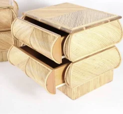 Rattan Nachttische, 2er Set