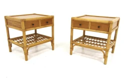 Rattan Nachttische von Dux, Schweden, 1960er, 2er Set