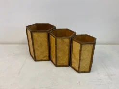 Rattan und Bambus Übertöpfe, 1970er, 3er Set
