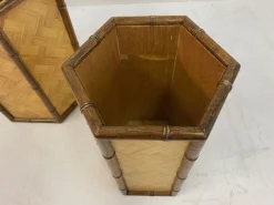 Rattan und Bambus Übertöpfe, 1970er, 3er Set
